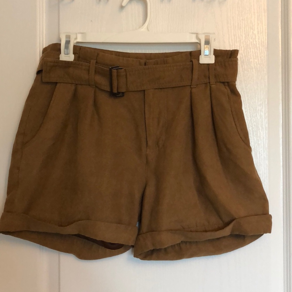Bedo Suede High Waisted Shorts in Camel